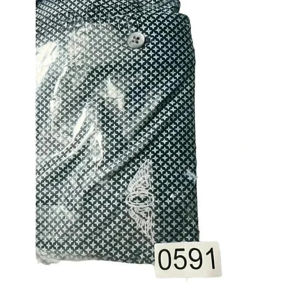 FootJoy FJ Mens Polo Shirt Size Large White Blue Geometric Athletic Fit Golf - Picture 11 of 11